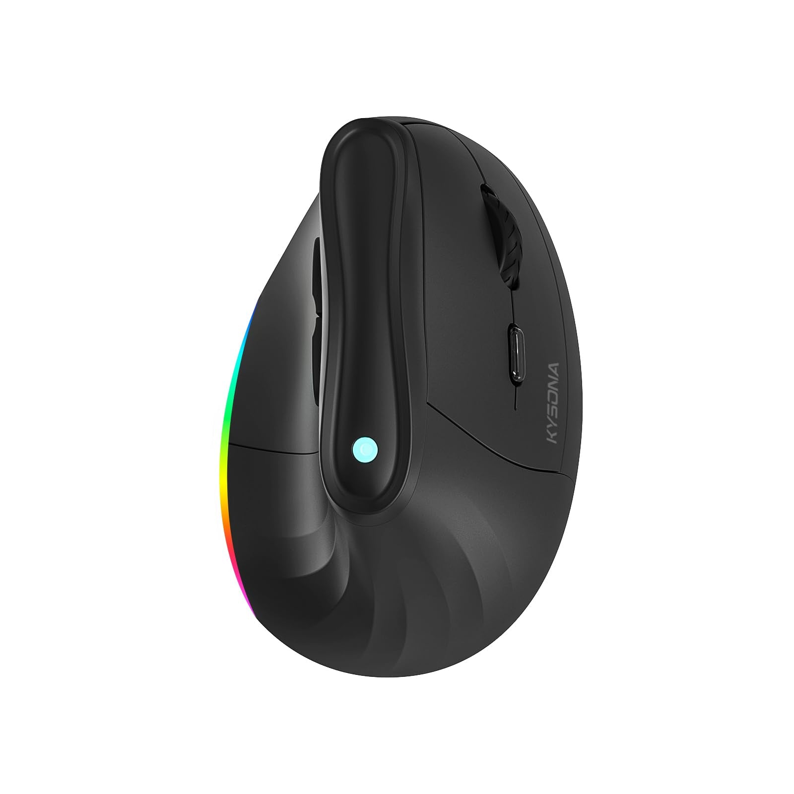 Kysona 57 Ergonomic Wireless Rechargeable Mouse, Vertical Quiet Ergo Mouse, Rgb Light, Bluetooth(Bt5.0,Bt3.0)&2.4G, (800/1200/24